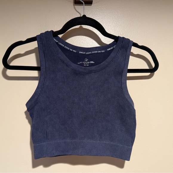 aerie Tops - Offline By Aerie ribbed crop tank stretch medium support navy blue